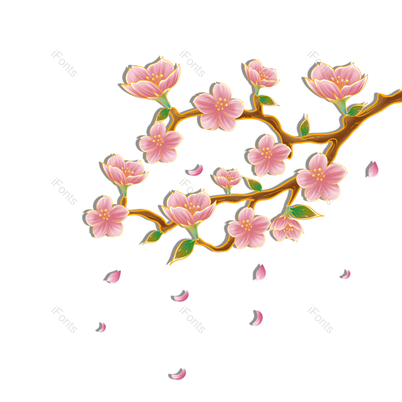 树枝图片,花瓣元素,樱花PNG,春天免抠素材